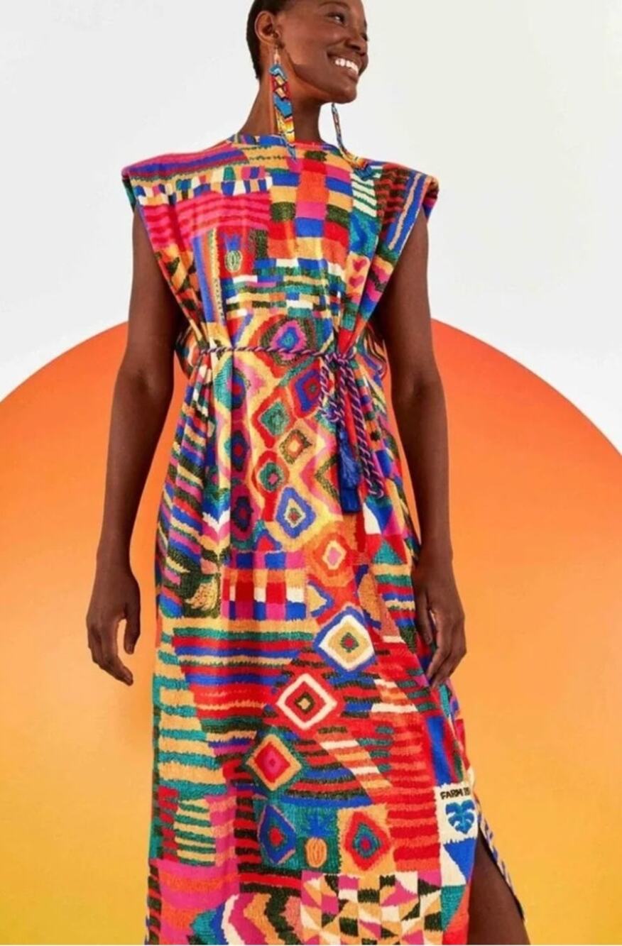 FARM Rio Multicolor Geometric Knit Mini Dress